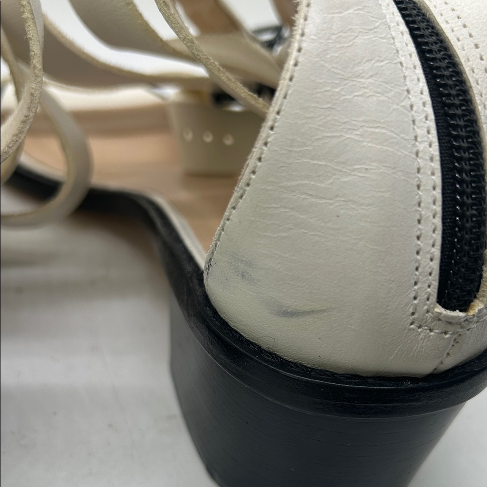 Loeffler Randall Cream Leather Zipper Open Toe Gladiator Sandals Shoes *Size 10* - Picture 9 of 10